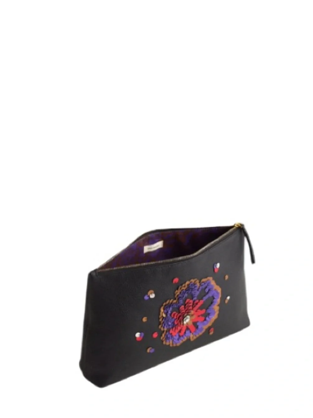 NWT Vera Bradley Large Genuine Cowhide Leather with Leather Sequins Makeup Pouch